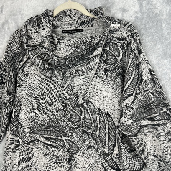 Women Sweater White House Black Market Medium Tunic Neck Snit Tunic Skin Gray - Picture 4 of 12